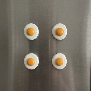 8pc Egg Fridge Magnet Set – Handmade – Yellow & White